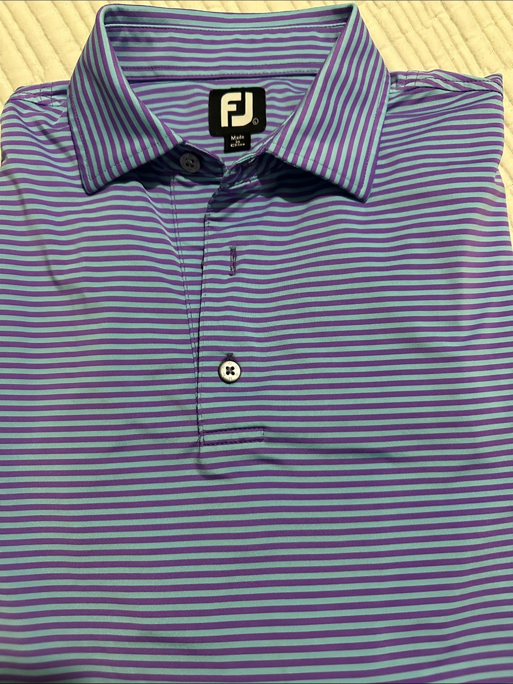 FootJoy Purple and White Striped Performance Polo